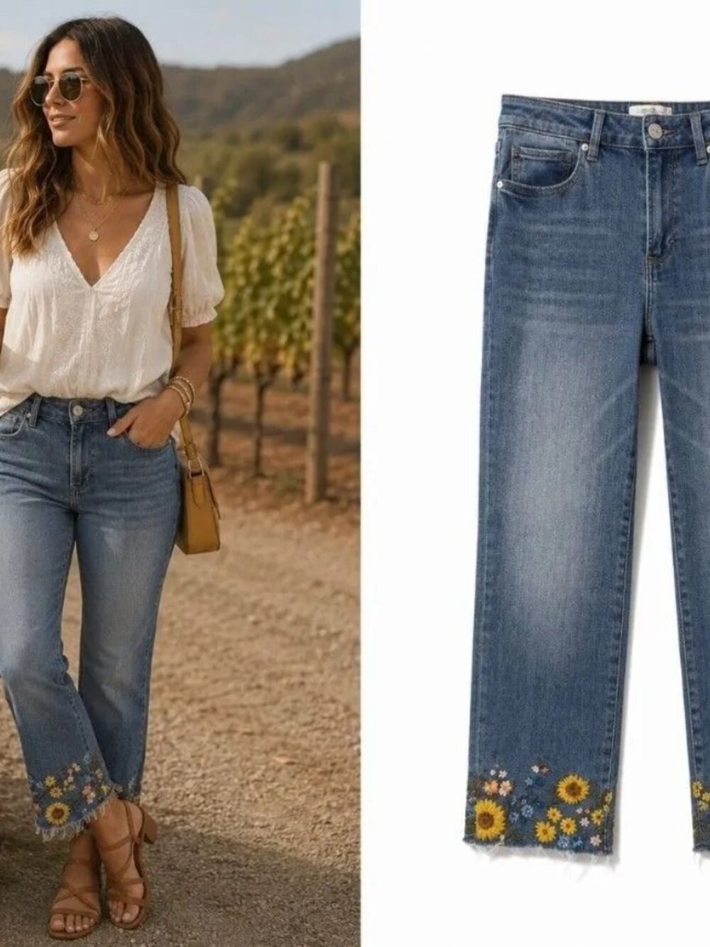 Driftwood Embroidered Hem Jeans